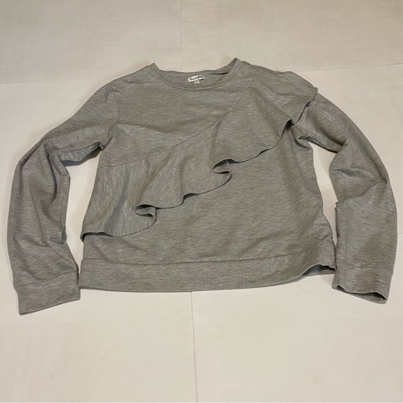 love, Fire Tops - ❤️love, Fire Gray Ruffled Sweatshirt